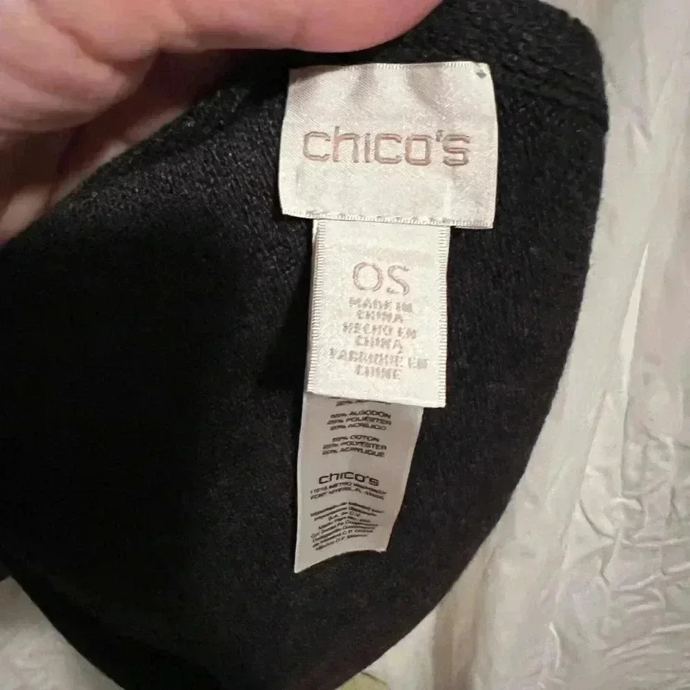 Chico's Charcoal Gray Scarf With Bedazzled Bling Embellished Jewels 70